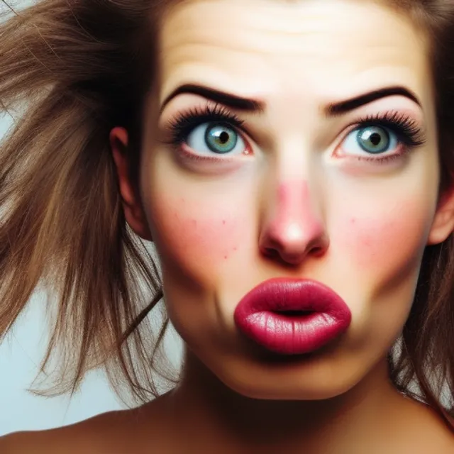 a beautiful woman with a surprised look on his face. forehead, face, nose, cheek, skin, head, lip, chin, eyebrow, hairstyle