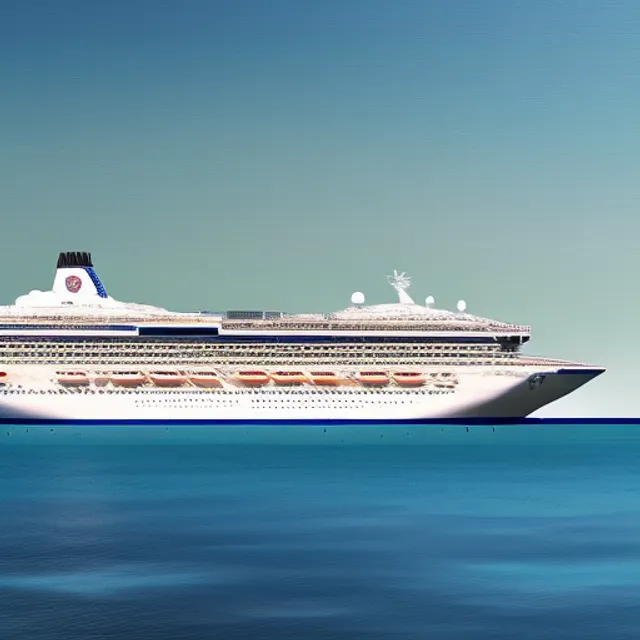 A cruise ship on a warm sunny day at the dark blue sea