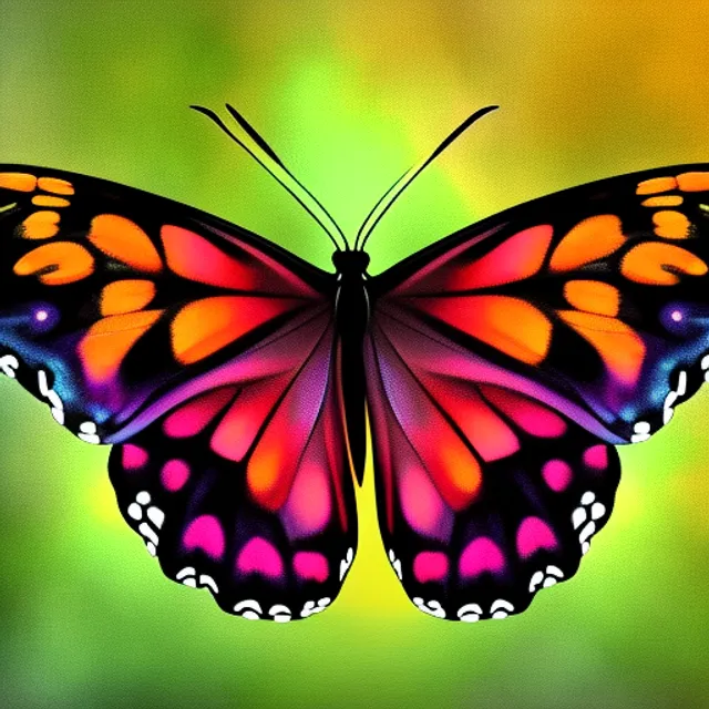 A colourful butterfly with black background realstic digital art