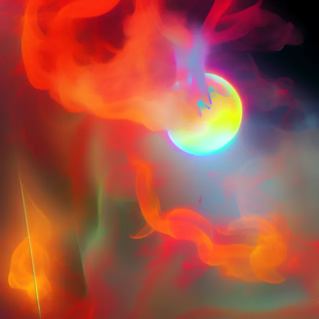 fire , moon ,swing,smoke, Sublime, Cyberdelic, Goblincore, long shot, Motion graphics, Hi-fi, Light art, hue colors, Abstraction, Aurora borealis lighting, 64-bit