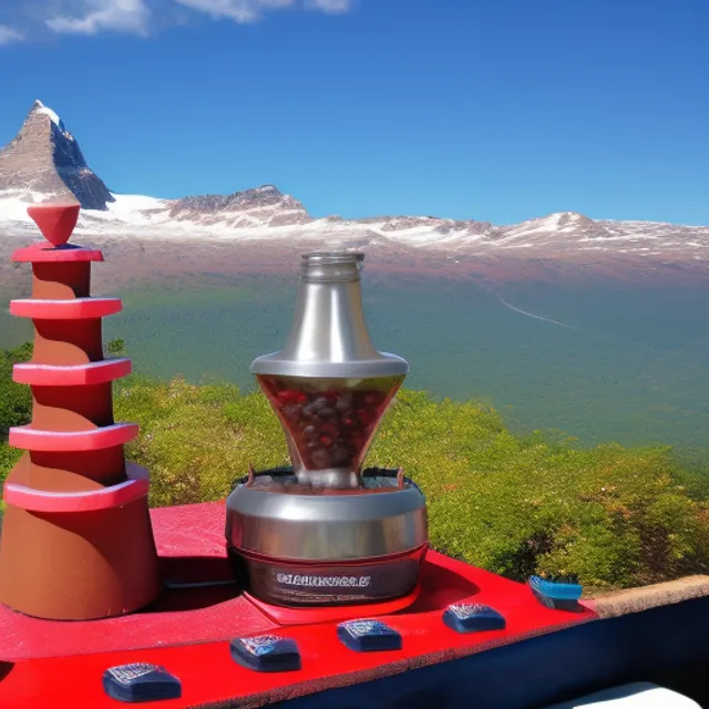 a mountain top with a chocolate fountain