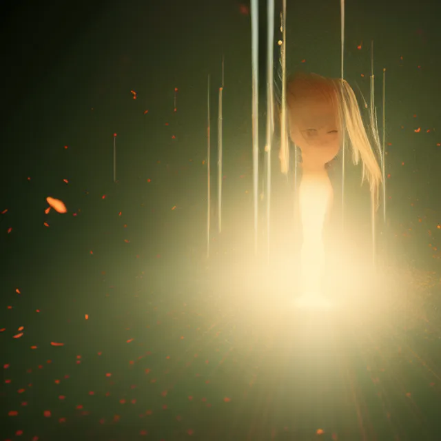 A woman sees a butterfly in the distance in the darkness, delicate, Dark Paradise, Matte Painting, upper body shot, Houdini rendering, Faded, Performance, orange colors, Vintage Retro, lens flare lighting, hyperrealistic intricate detail finely detailed ultra realistic Tonal Colors octane render 8k
