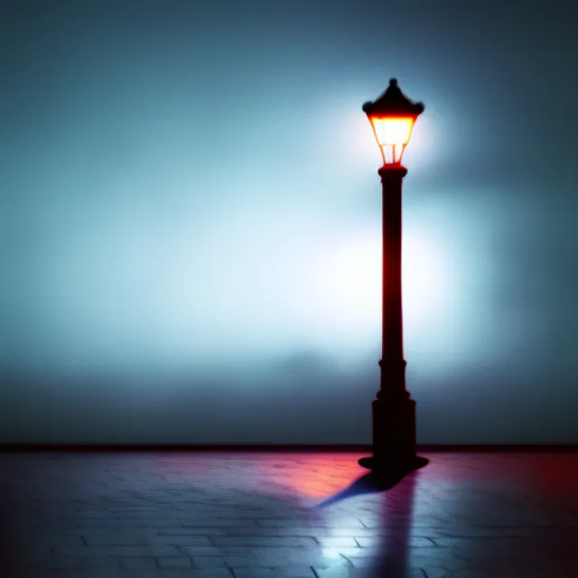 A man sitting on a bench with a streetlamp nearby at night, Ethereal, Dark Nautical, Glam Rock, wide shot, V-Ray rendering, 500px, tiles, colourful colors, Halloween, spot lighting, Hyper realistic, dramatic shadows, film noir style, 4k

