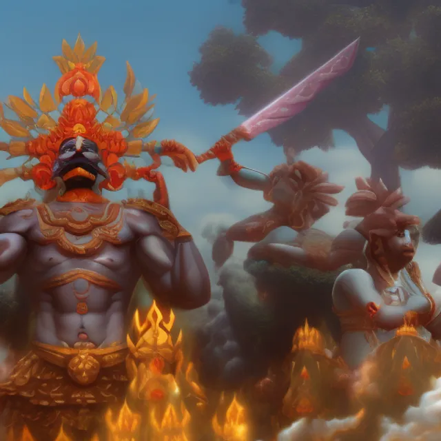 Ravana dominating devas and death