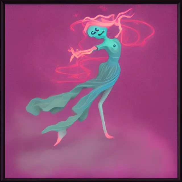 A dancing  witch with blue light