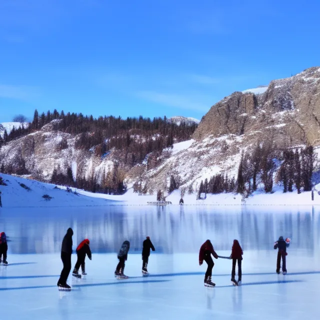 skating on frozen lake