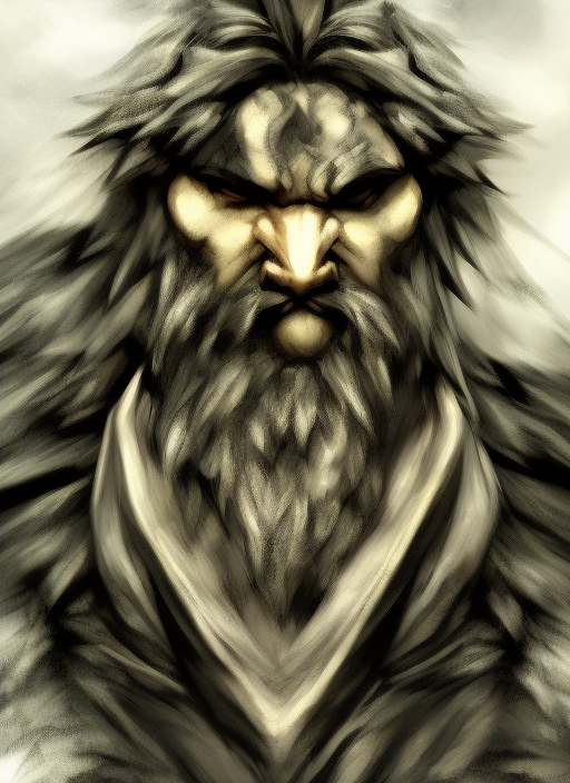 Portrait of rugged Zeus, character art
