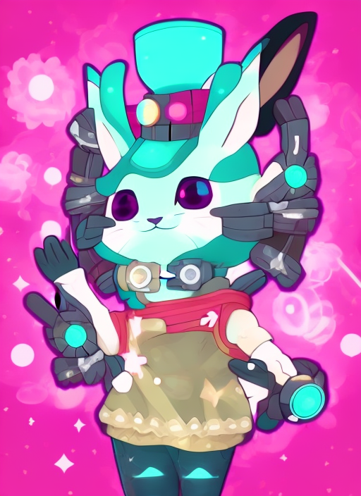 A solar punk cute avatar in a futuristic world, rabbit japanese kawaii style