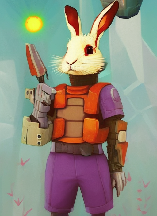 A solar punk rabbit in a futuristic world