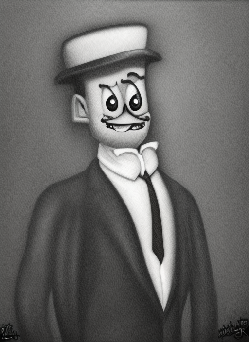 Portrait of Spongebob Squarepants in a black suit, noir style, medium format, black and white