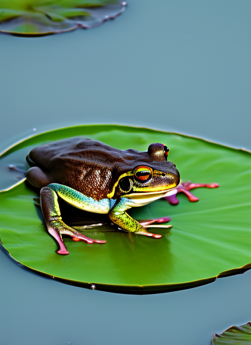 a frog sitting on a lilypad