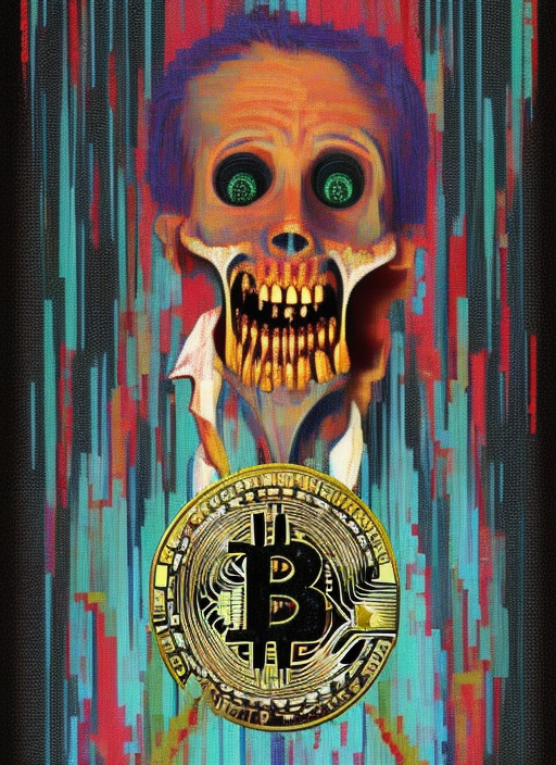 A person who lost all his wealth because of the bitcoin crash in 2022 in the style of The Scream