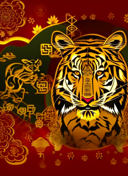 chinese new year card where tiger transforms into a rabbit