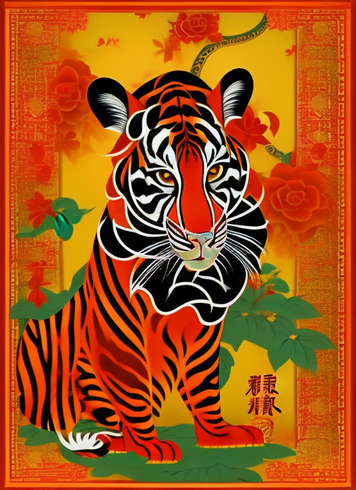 chinese new year card where a tiger transforms into a rabbit