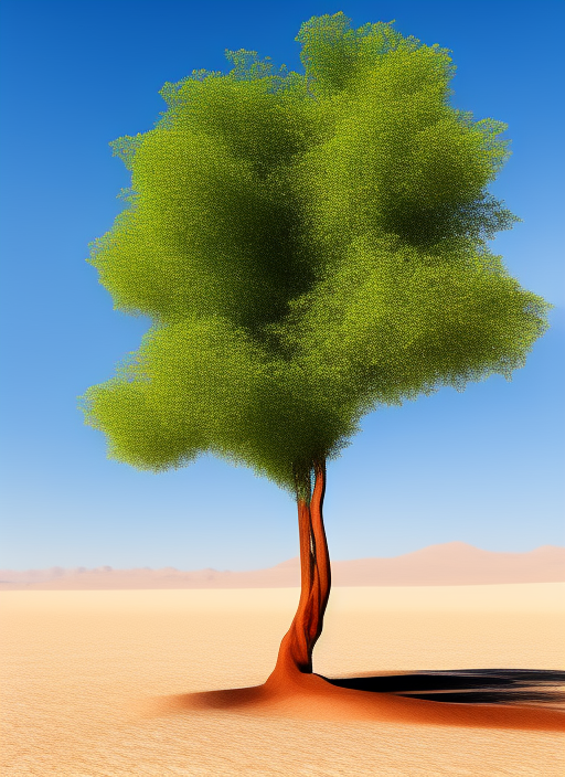 a sapling of a tree in a desert