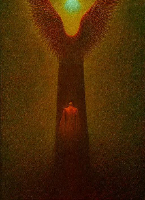 angel wings, holding an m4, beksinski