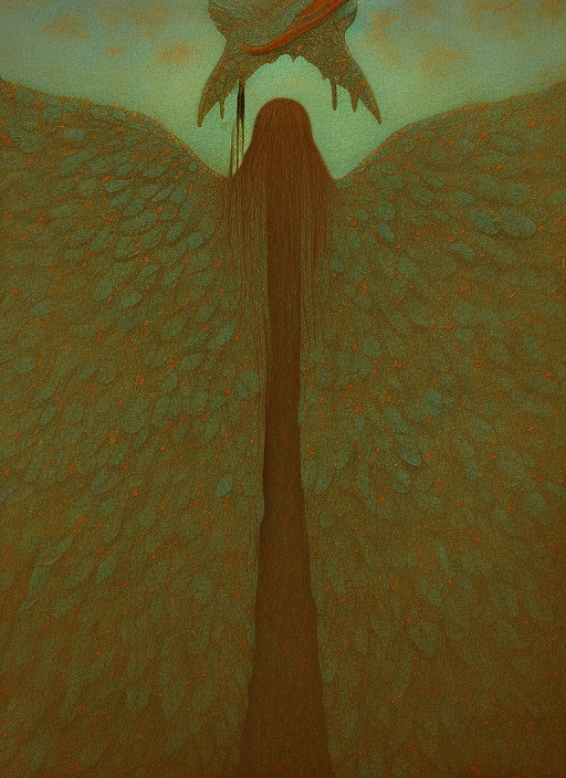 angel wings, holding an m4, beksinski