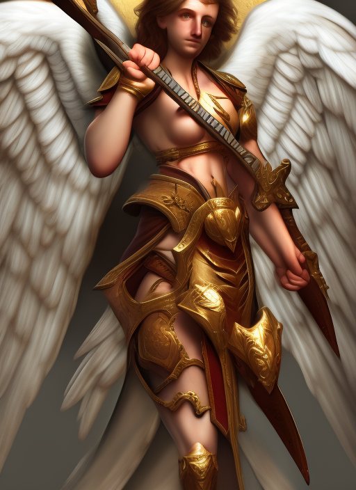 angel with wings, holding a weapon, Anthony f. Shepperd