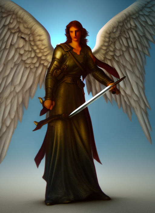 angel with wings, holding a weapon, Anthony f. Shepperd