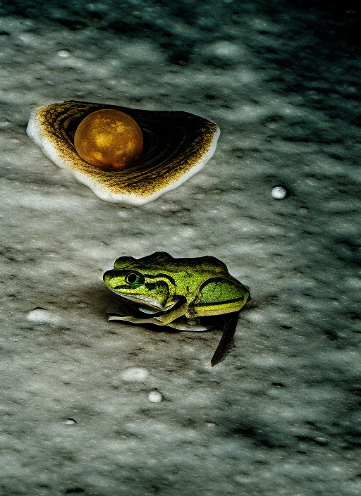 A frog on the moon, a eel adamas 