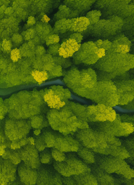 a forest landscape in bird eye view, 
