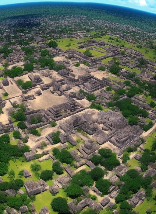 the Mayan empire in bird eye view