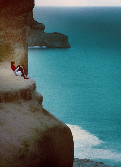 he was sitting near a beautiful cliff and thinking of love 