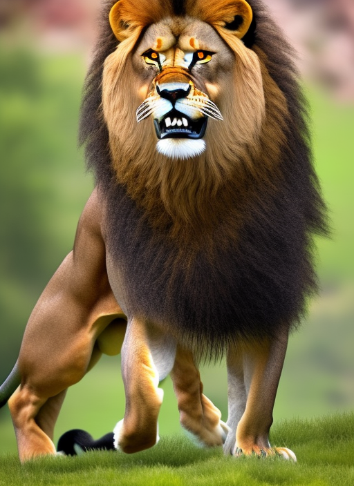 Walking lion. Walking lion. taken in 2022, detail render, renaissance, intricate details