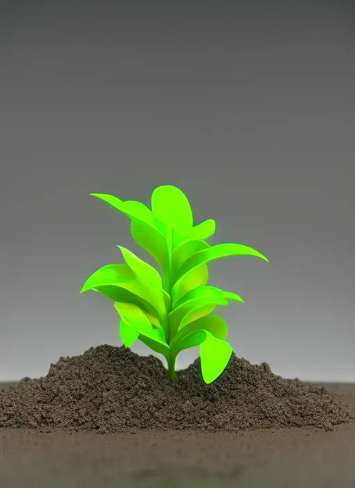 very small plant in  soil , 3d render, realistic, on portrait view. very small plant in  soil , 3d render, realistic, on portrait view. taken in 2022, magic, trending on imagestation