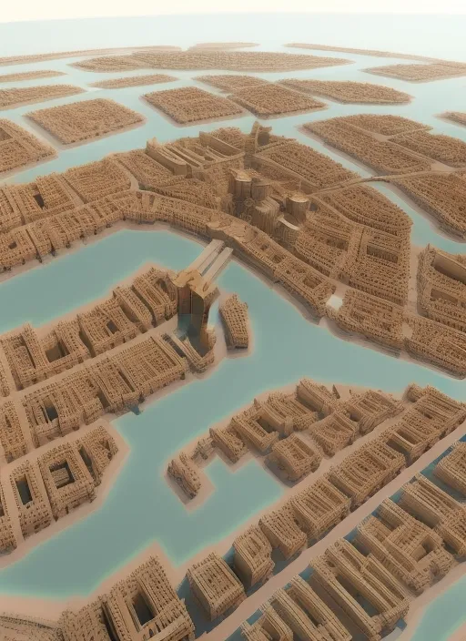 Dubai in 1800s, 3d render, realistic, bird eye view, 