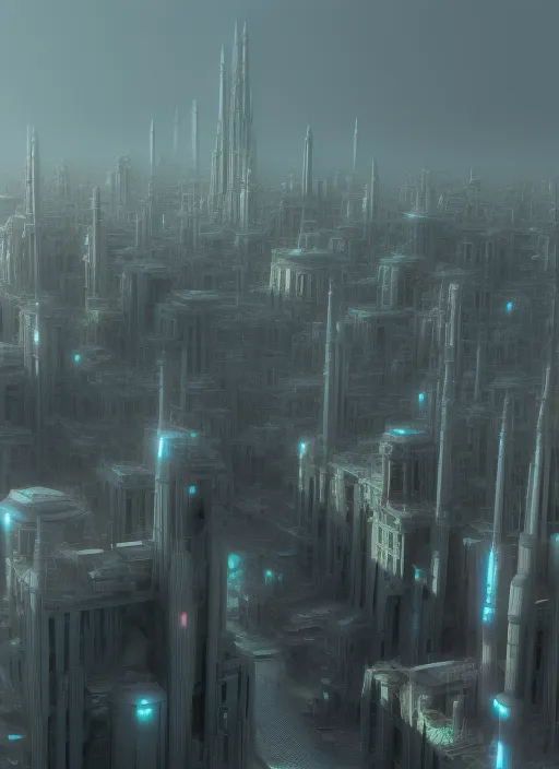 a cybertic city, 3d render, realistic