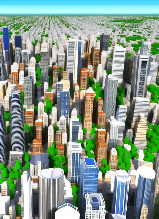 Beautiful city full of people, 3d render, realistic