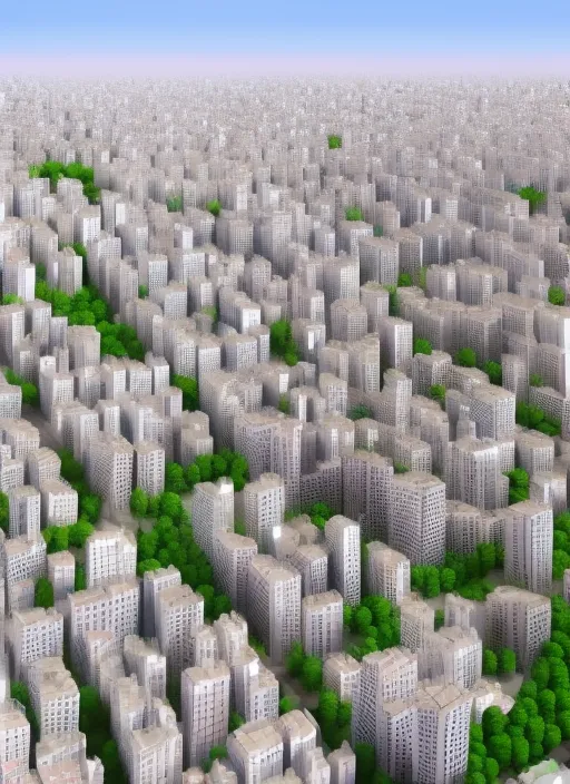 Beautiful city full of people, 3d render, realistic, view from a building