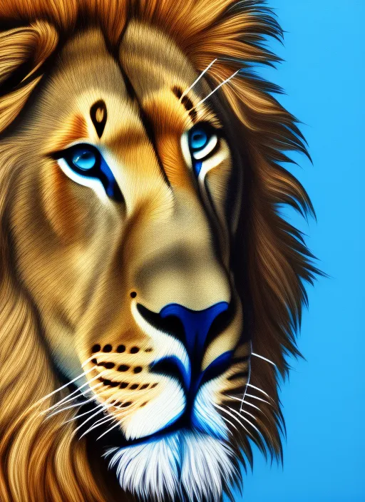 a lion with a blue background