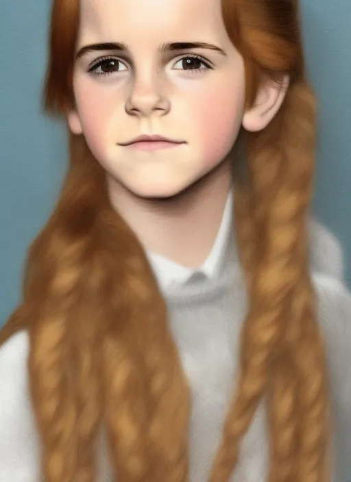 Emma Watson childhood, realistic, 3d render