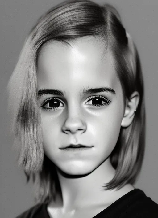 Emma Watson childhood, realistic, 3d render, harry potter
