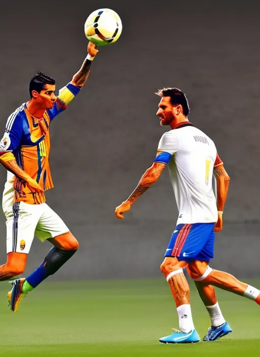 Cristiano Ronaldo and Messi playing a game of volleyball