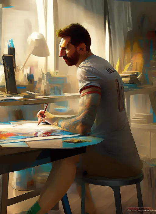 Lionel Messi building an IKEA table, portrait, elegant, intricate, digital painting, artstation, concept art, smooth, sharp focus, illustration, art by konstantin korovin and daniel f. gerhartz and john howe