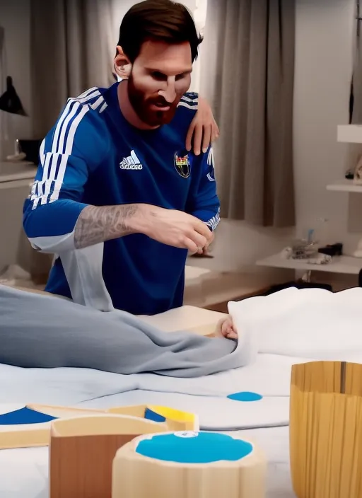 Lionel Messi assembles an IKEA table