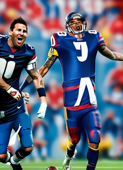 lionel messi and Cristiano ronaldo playing NFL