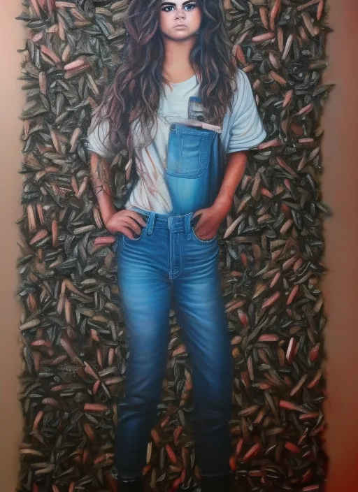 selena gomez as a carpenter, full body shot