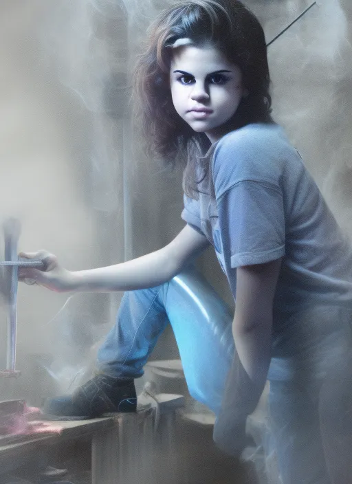 selena gomez as a carpenter, full body shot