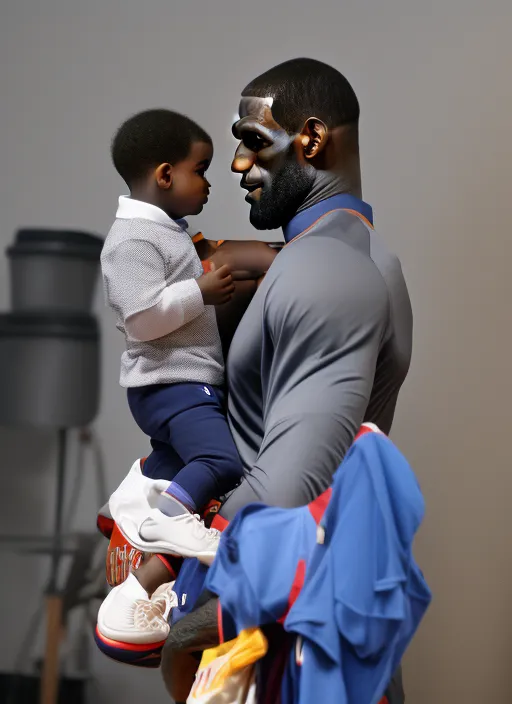 LeBron James as a babysitter, full body shot