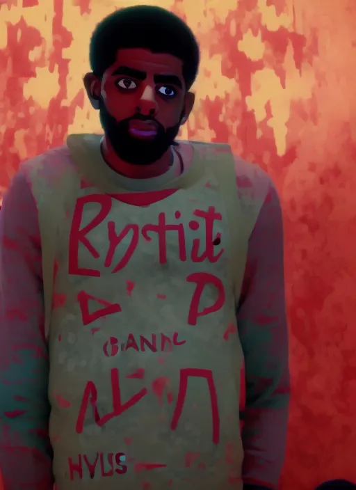 kyrie irving as a babysitter, full body shot. kyrie irving as a babysitter, full body shot. insanely detailed, intricate details, video still, Dada, cinematic, official splash art