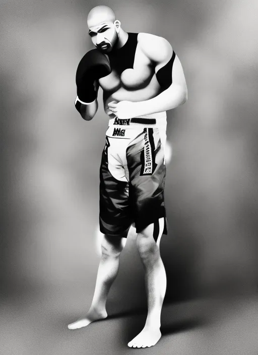 Drake in style of a mma fighter, full body shot and face