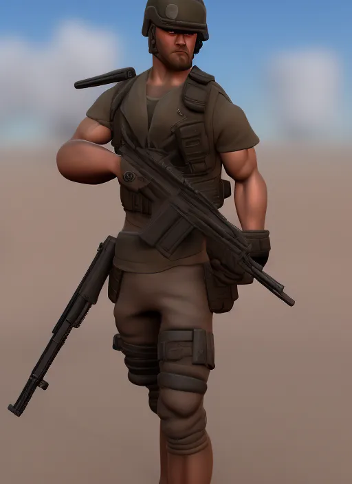  90s solider, 3d render, realistic
