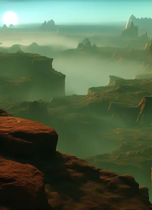 mysterious adventure on a new planet with fauna ,showing a curious pathway 