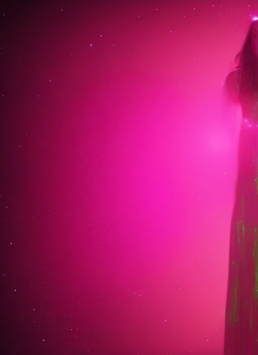 futuristic  beautiful girl model wearing a hot pink glitter dress walking the digital runway,  retrowave, synthwave, 8k, hyper realistic 