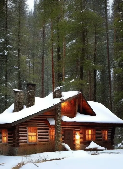 cozy cabin in the woods : 1