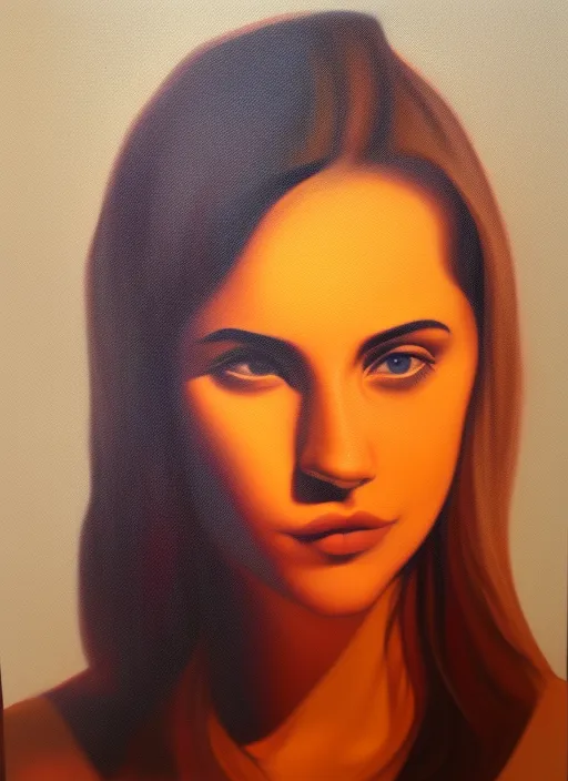 a face portrait of a beautiful girl enjoying the warm sunlight, aztec setting, close - shot, symmetrical face, warm colors, soft lighting, atmospheric, cinematic, moody, in the style of diego koi, gina heyer, luiz escanuela, art by alyssa monk, hyperrealism, rule of thirds, golden ratio, oil on canvas, 8 k